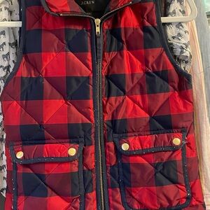 J. Crew Red Plaid Quilted Vest - Petite XXSM
